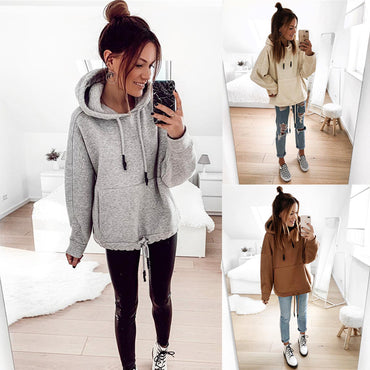 2020 New Women Hoodies Sweatshirt Autumn Winter Pocket Long Sleeve