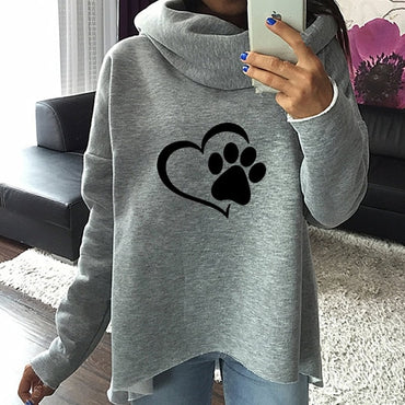 New Women Hoodies Scarf Collar Casual Sweatshirts Pullovers for Female