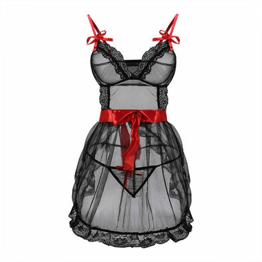 New Women Lingerie Lace Dress Underwear Babydoll Sleepwear+G-string Nightwear