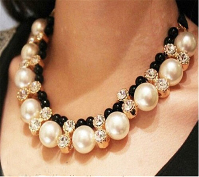 Hi-end Vivi big imitation pearl rhinestone necklace for Women