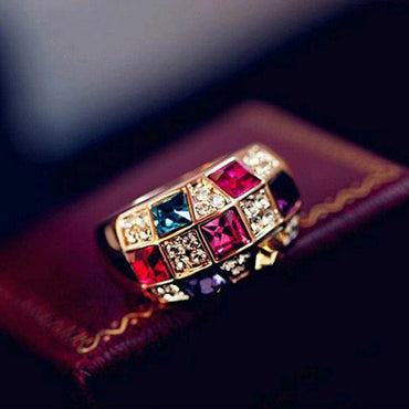 New Hot Luxury Fashion Colorful Crytal Rhinestone Finger Ring