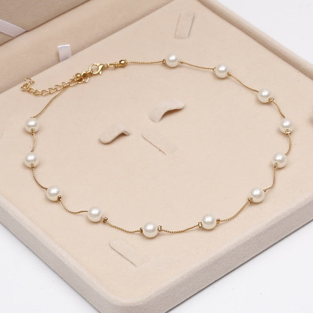 Hi-end Vivi big imitation pearl rhinestone necklace for Women