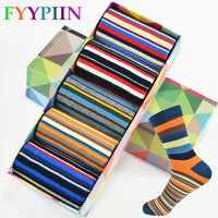 5 Pairs Casual Mens Socks Chromatic Stripe