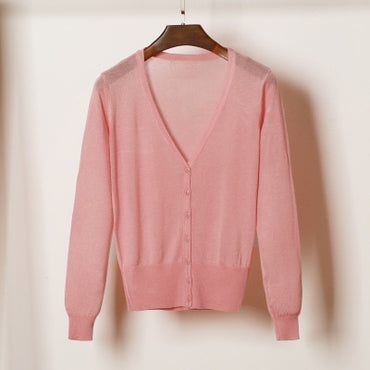 New Solid Color Fashion Women Sweater Female Cardigan