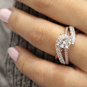 Hot New Women Rose Gold Tone Wedding Ring