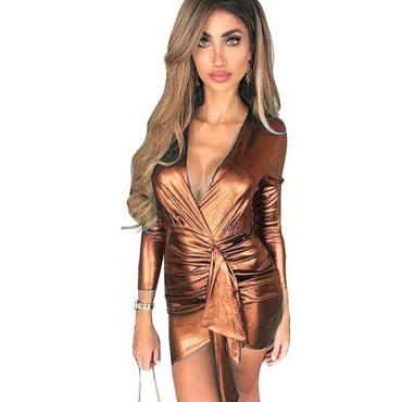 Wrap Bandage Bodycon Dress Women Deep V Neck Mini Sexy Dress