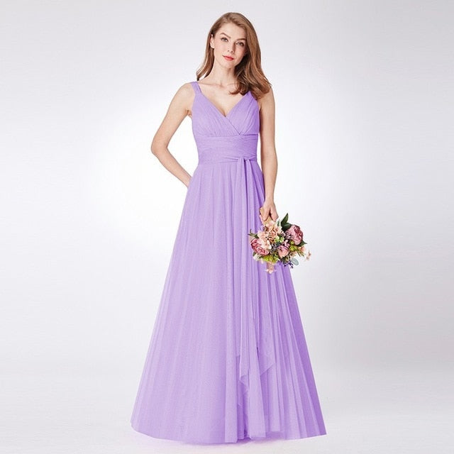 Prom Long Elegant Dress V-neck Sleeveless A-line Tulle Teal Prom Dress