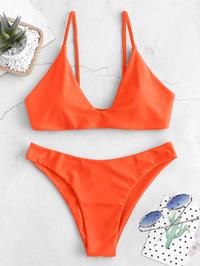 Back Tie Padded Spaghetti Straps Bikini Set