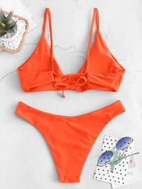Back Tie Padded Spaghetti Straps Bikini Set
